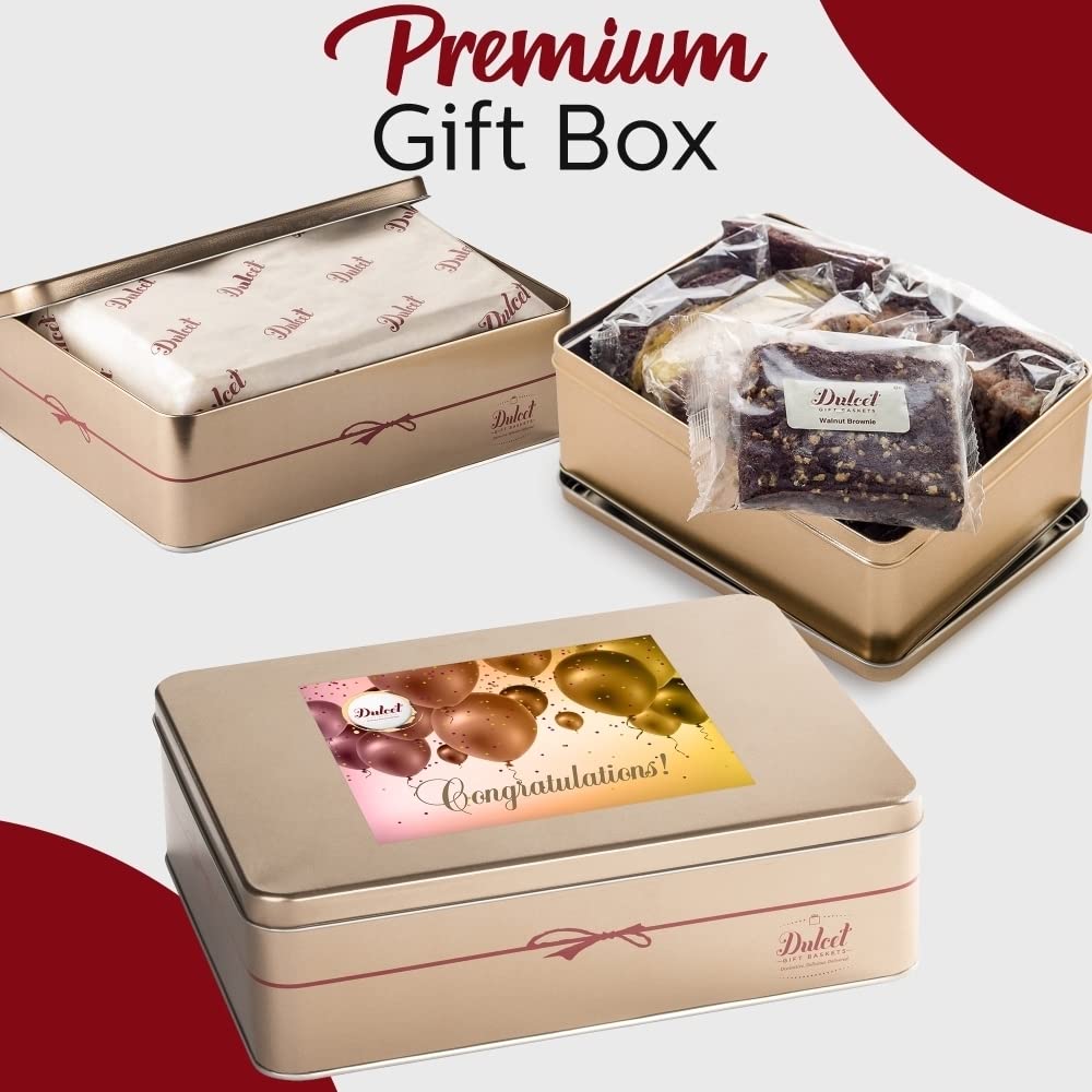 Congratulation Celebration Gourmet Gift Basket - Includes Brownies, Chinese Cookies - Ideal For Friends, Family, Co-Workers, Boss, Neighbor, Parents & Grandparents