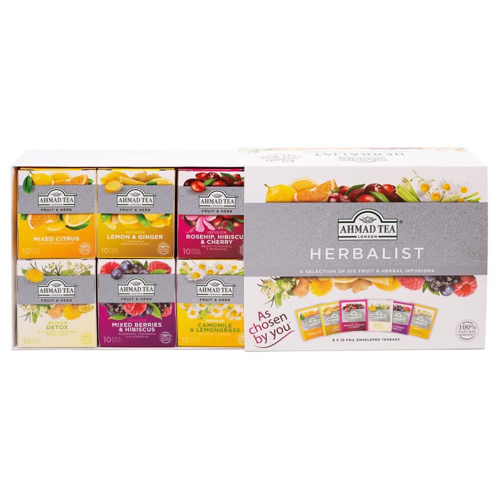 Ammad Tea Herbal Tea, Herbalist Variety Gift Box, 60 Foil Teabags - Decaffeinated And Sugar-Free