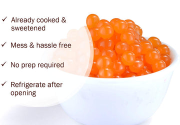 Mango Boba Pearls, Mango Popping Boba Bursting Boba, Mango Bubble Tapioca Pearls For Bubble Tea (Mango, 1 Lb Pack Of 1)