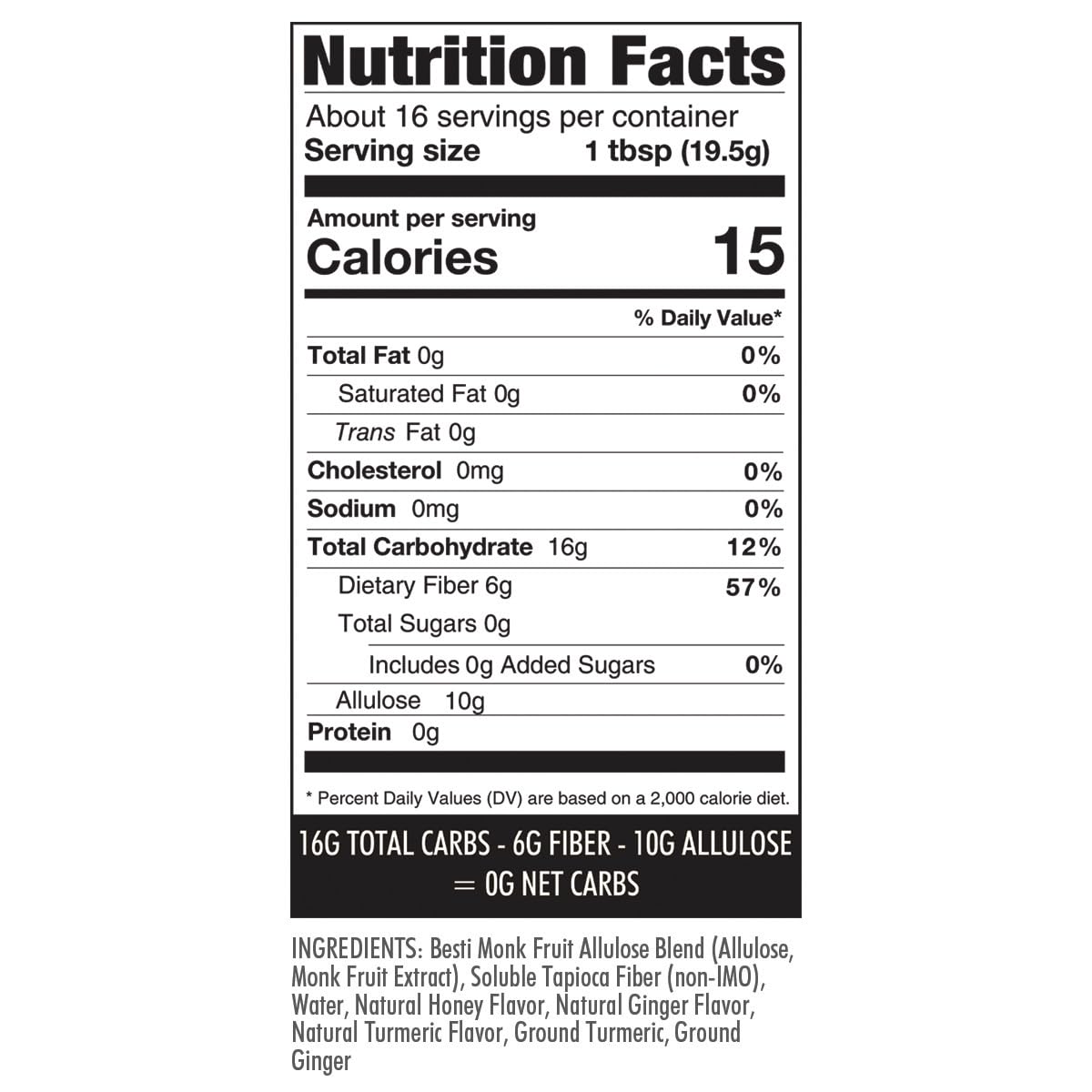 Wholesome Yum Turmeric Ginger Honey Substitute - Sugar Free, 0 Net Carbs, 11 oz