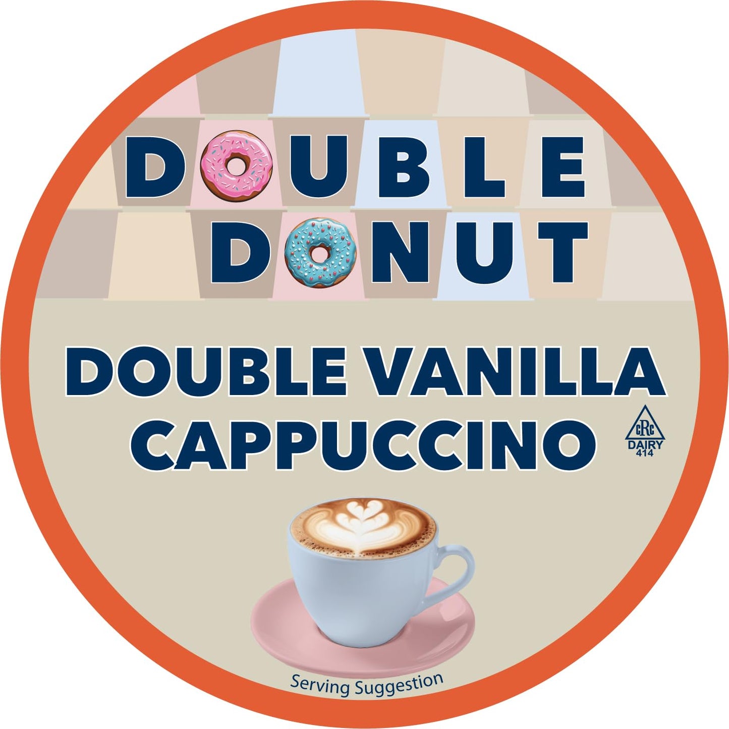 Double Donut Coffee Double Vanilla Cappuccino Pods, 24 Single Serve Cups for Keurig, Recyclable Pods