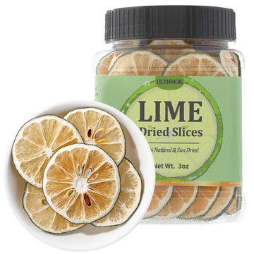 Top-Grade Dried Lime Slices 3 Oz/85G 100% Natural Dehydrated Limes Lemon Slices For Cake Decoration & Mixed Flavor Garnish No Additives & No Sugar Added.