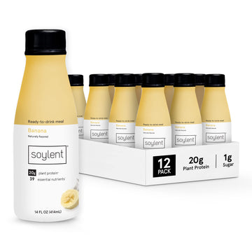 Soylent Banana Meal Replacement Shake, Ready-To-Drink Plant Based Protein Drink, Contains 20G Complete Vegan Protein And 1G Suga