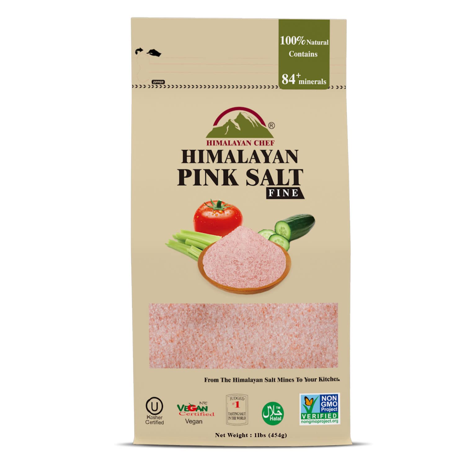 Himalayan Chef Pink Himalayan Salt, Fine Grain - 12 lbs, 1 Pound (Pack of 12)