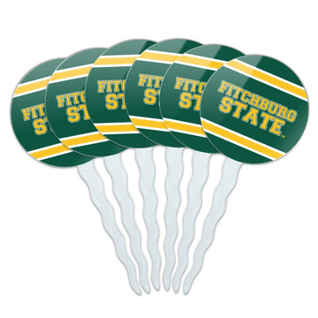 Fitchburg State University Stripes Cupcake Picks Toppers Decoration Set of 6
