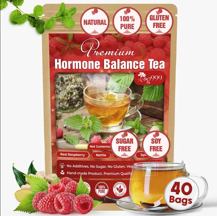 TOG999 Natural Tea Bags for Menstrual Cycle Support, 40 Bags, 100% Pure Red Raspberry Leaves, Spearmint Flavor, Vegan