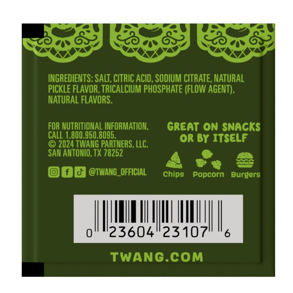 Twang Twangerz Snack Topping, Pickle Flavor, 1 Gram Packets, 200 Count - Perfect for Seasoning Snacks and Dishes