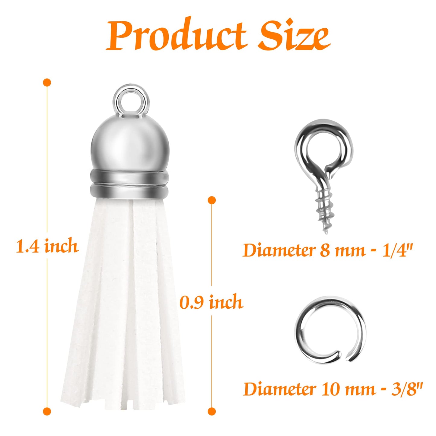 Keychain Tassels Jewelry Key Charms - 300Pcs Keychain Tassels Bulk Including 100Pcs Key Chain Tassles, 100Pcs Jump Rings, 100Pcs