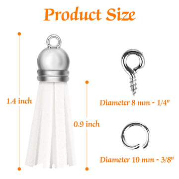 Keychain Tassels Jewelry Key Charms - 300Pcs Keychain Tassels Bulk Including 100Pcs Key Chain Tassles, 100Pcs Jump Rings, 100Pcs