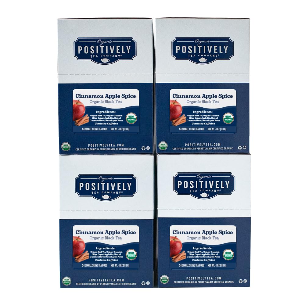 Organic Positively Tea Company, Cinnamon Apple Spice Black Tea, K-Cup Compatible, 96 Pods