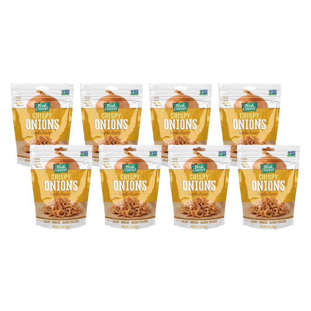 Fresh Gourmet Topping, Crispy Onion Garlic 3.5 Ounce (Pack of 8)