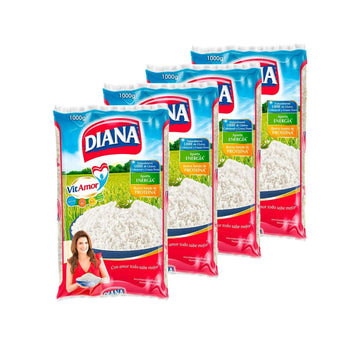 JETa Imports Arroz Diana Blanco 4kg – Premium Gluten-Free Colombian White Rice – 4 Pack