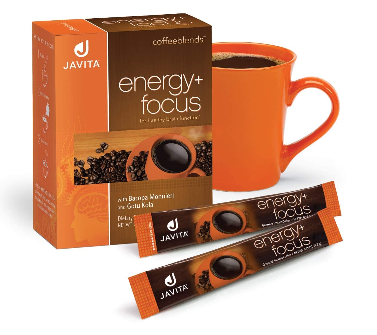 Javita Energy + Focus Instant Coffee, 100% South American Arabica & Robusta Blend, with Energizing Herbs for Clarity, Energy, & 