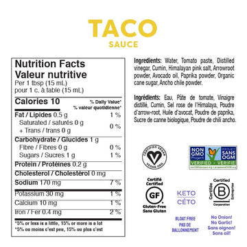 Fody Foods Vegan Taco Sauce Marinade, Avocado Oil & Red Sauce, Low Fodmap Certified, Sensitive Recipe, No Msg, Gut & Ibs & Keto