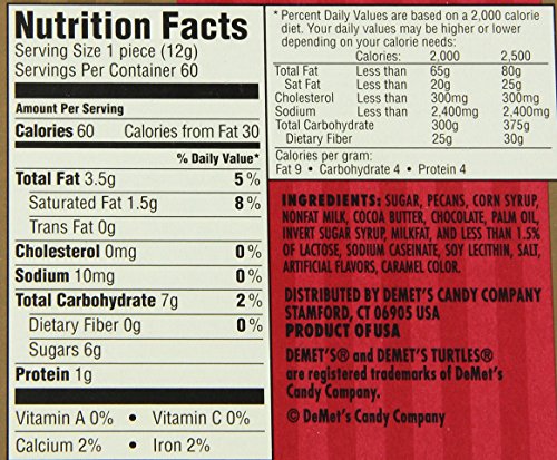 Demet'S Turtles Original Bite Size (.42 Ounce), 60-Count