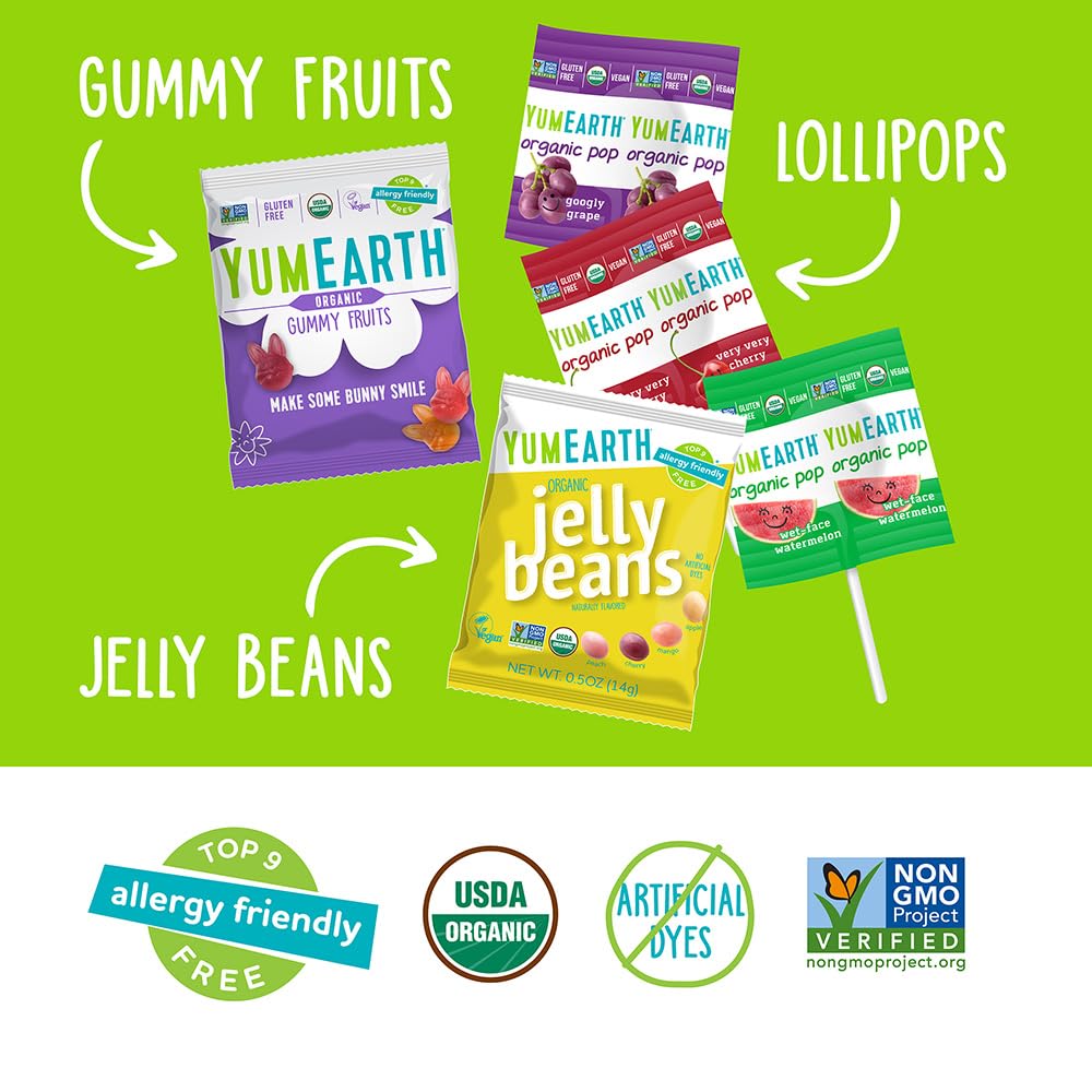 YumEarth Spring Candy Variety Box, 9.4 Ounce - Organic Gummy Fruits, Jelly Beans & Pops - Spring Fruit Flavors - Allergy Friendl