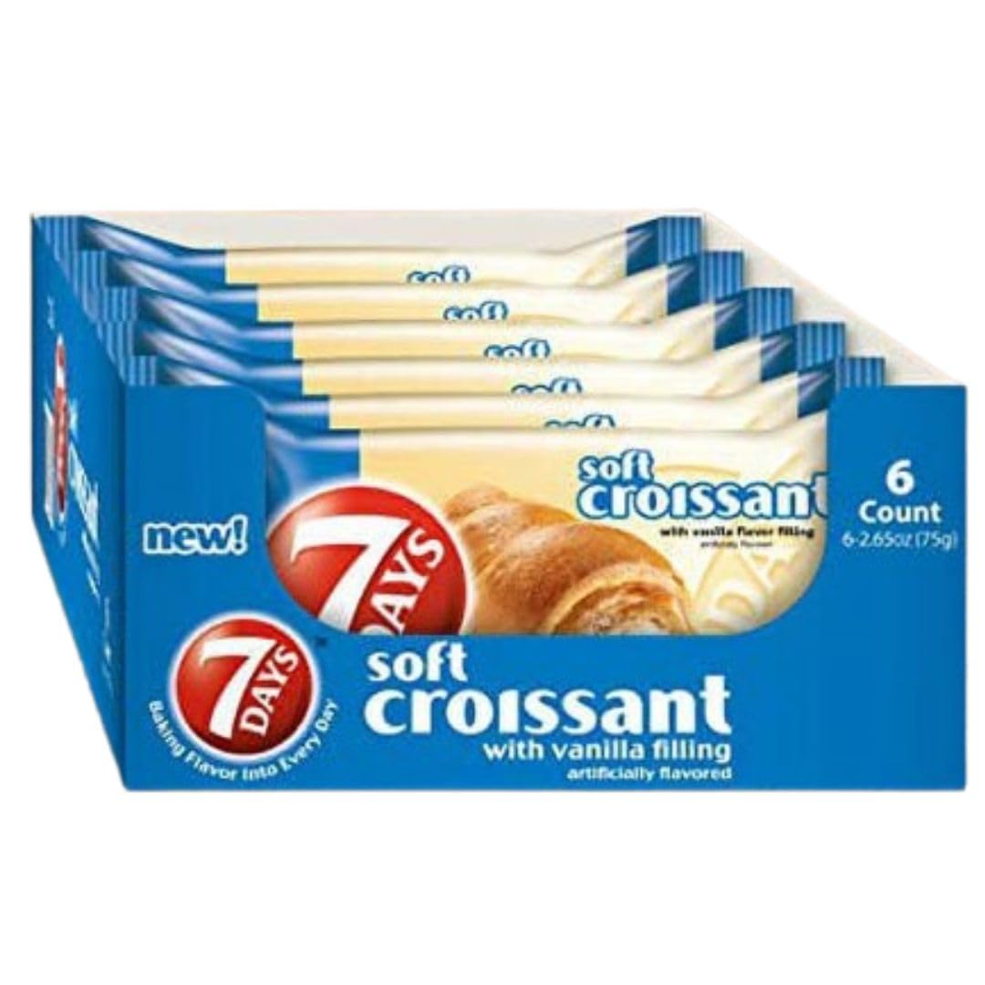 The Snack Store Bundle 7Days Soft Croissant Vanilla Filling, 2.65 Ounce, 2 Boxes of 6 Count, 12 Total Soft Croissant!