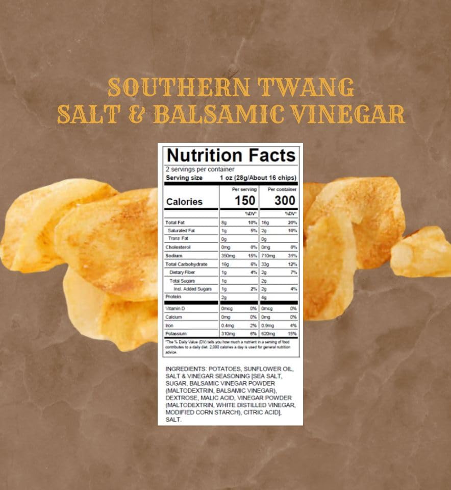Carolina Kettle Chips Kettle Cooked Potato Chips Salt & Balsamic Vinegar Gluten Free 2 oz (Pack of 20)