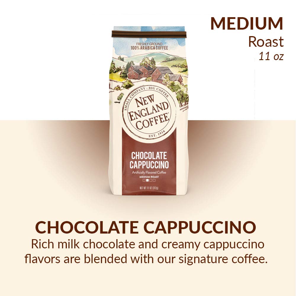 New England Coffee Chocolate Cappuccino Medium Roast Ground Coffee, 11Oz Bag (Pack Of 1)