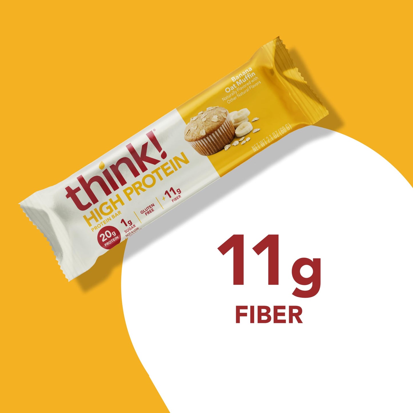 Think! Protein Bars, High Protein Snacks, Gluten Free, Kosher Friendly, Banana Oat Muffin, 10 Count