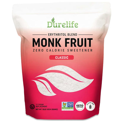 Durelife Monk Fruit Sweetener, Classic - Sugar Substitute, Keto Diet Friendly, 1:1 Zero Calorie, White Sugar Substitute, Classic