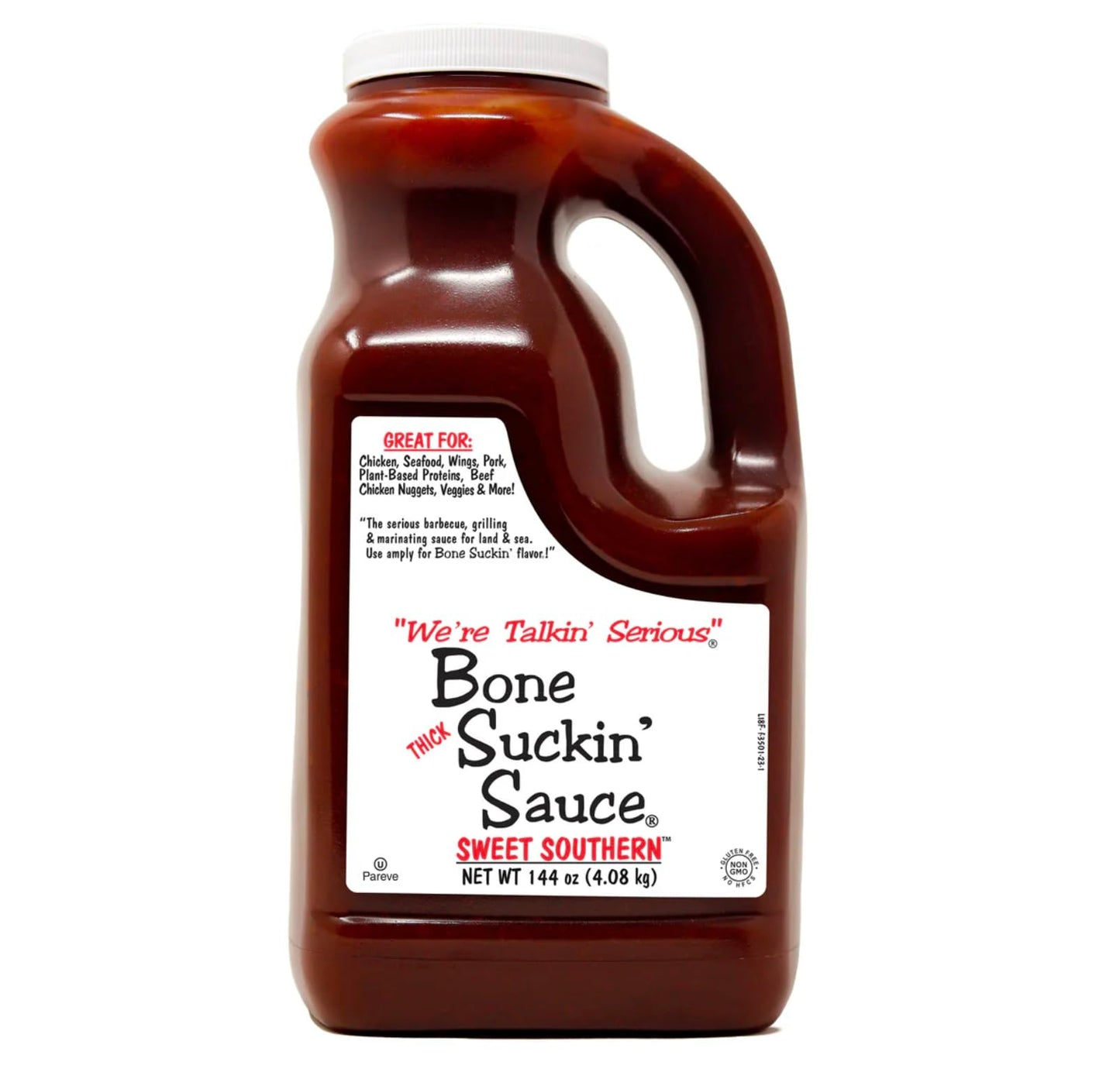Bone Suckin' Sweet Southern Thick BBQ Sauce, 144 oz Bulk Jug - Gluten-Free, Non-GMO, Kosher, Sauce Sweetened with Cane Sugar & M