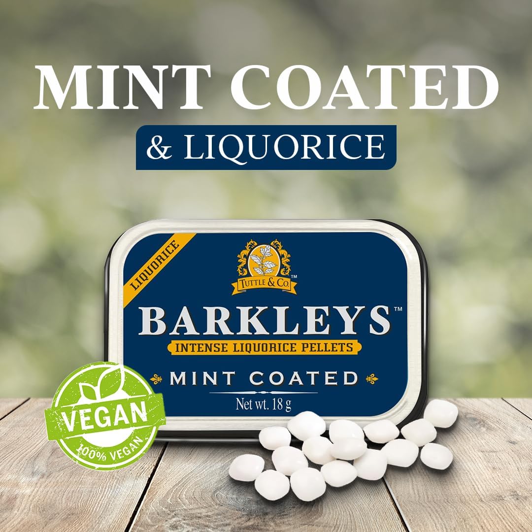 Barkleys Black Licorice Candy, Mint Coated - Licorice Pellets Covered With Refreshing Mint- Gluten Free Licorice, Gelatine Free,