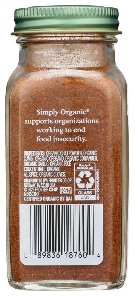 Simply Organic Chili Powder, Certified Organic | 2.89 oz | Pack of 2