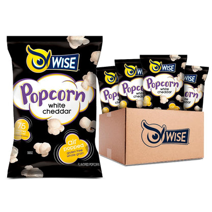 Wise Snacks White Cheddar Popcorn, 0.625 Ounce, Air Popped Individual Snack Size Bags Healthy Popcorn Snacks, School and Hallowe