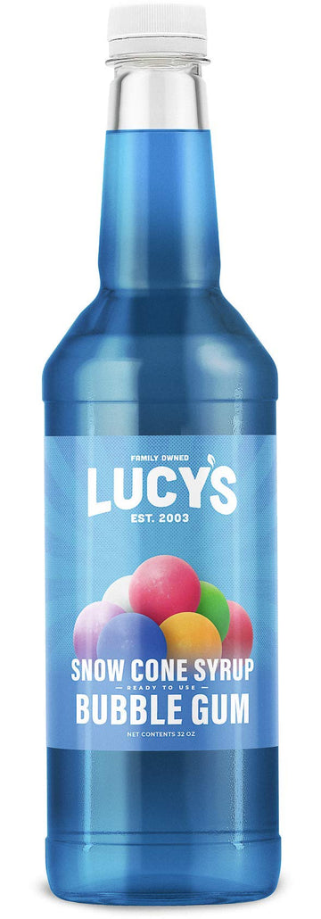 Lucys Shaved Ice Snow Cone Syrup - Bubble Gum - 32 oz Bottle - Pack of 1