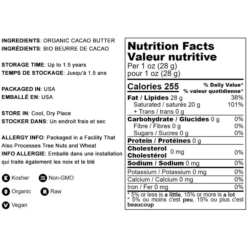 Food To Live Organic Cacao Butter Wafers, 1 Pound - Non-Gmo, Raw, Pure, Unfiltered, Unrefined, Keto, Vegan Superfood, Bulk, Made Using A Cold Pressing, Great For Cooking And Baking, Sirtfood