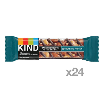 Kind Bars, Dark Chocolate Nuts & Sea Salt, Healthy Snacks, Gluten Free, Low Sugar, 6G Protein, 24 Count