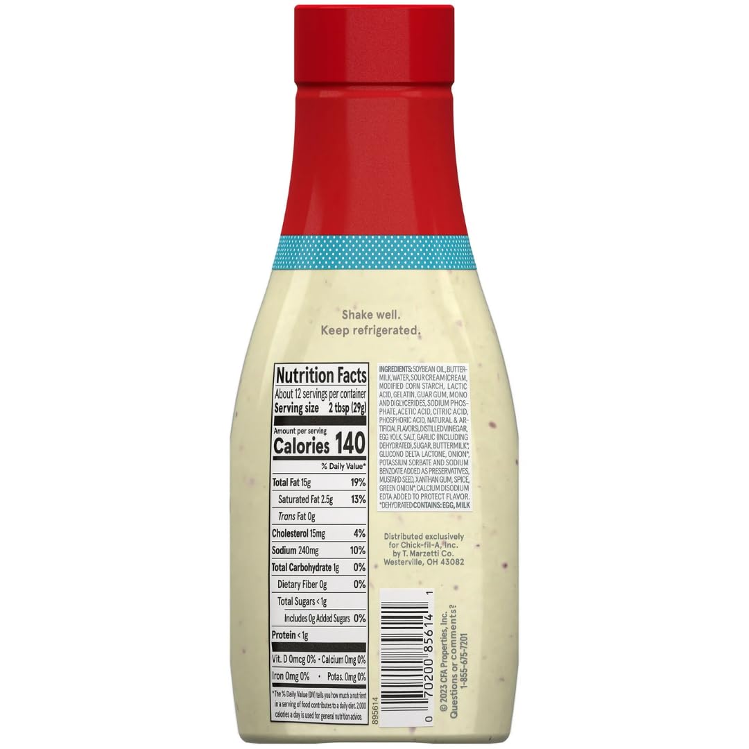 Giri Chick-fil-A Garden Herb Ranch Salad Dressing 12 oz 2-Pack with Plastic Spork and Stainless Steel Condiment Cup