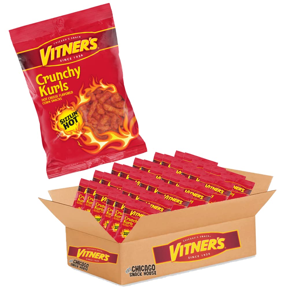 Vitners Sizzlin Hot Cheese Crunchy Curls. A Chicago Original 50 Pack 1oz Bags (50 pack)