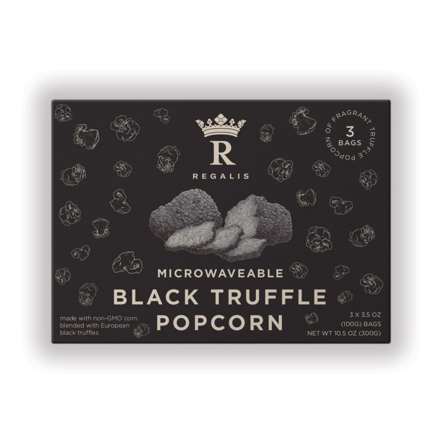 Regalis Microwavable Black Truffle Popcorn, Non-GMO, 3.53 oz, 3 Bags