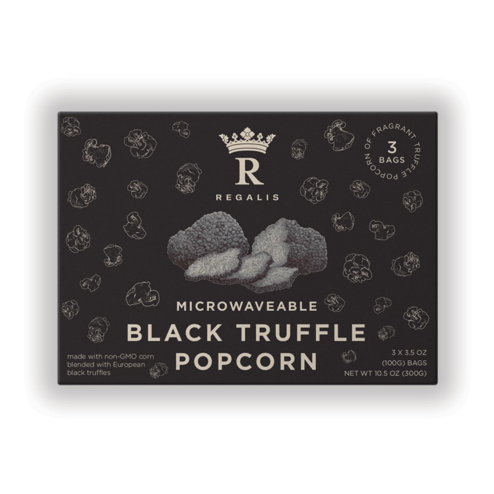 Regalis Microwavable Black Truffle Popcorn, Non-GMO, 3.53 oz, 3 Bags