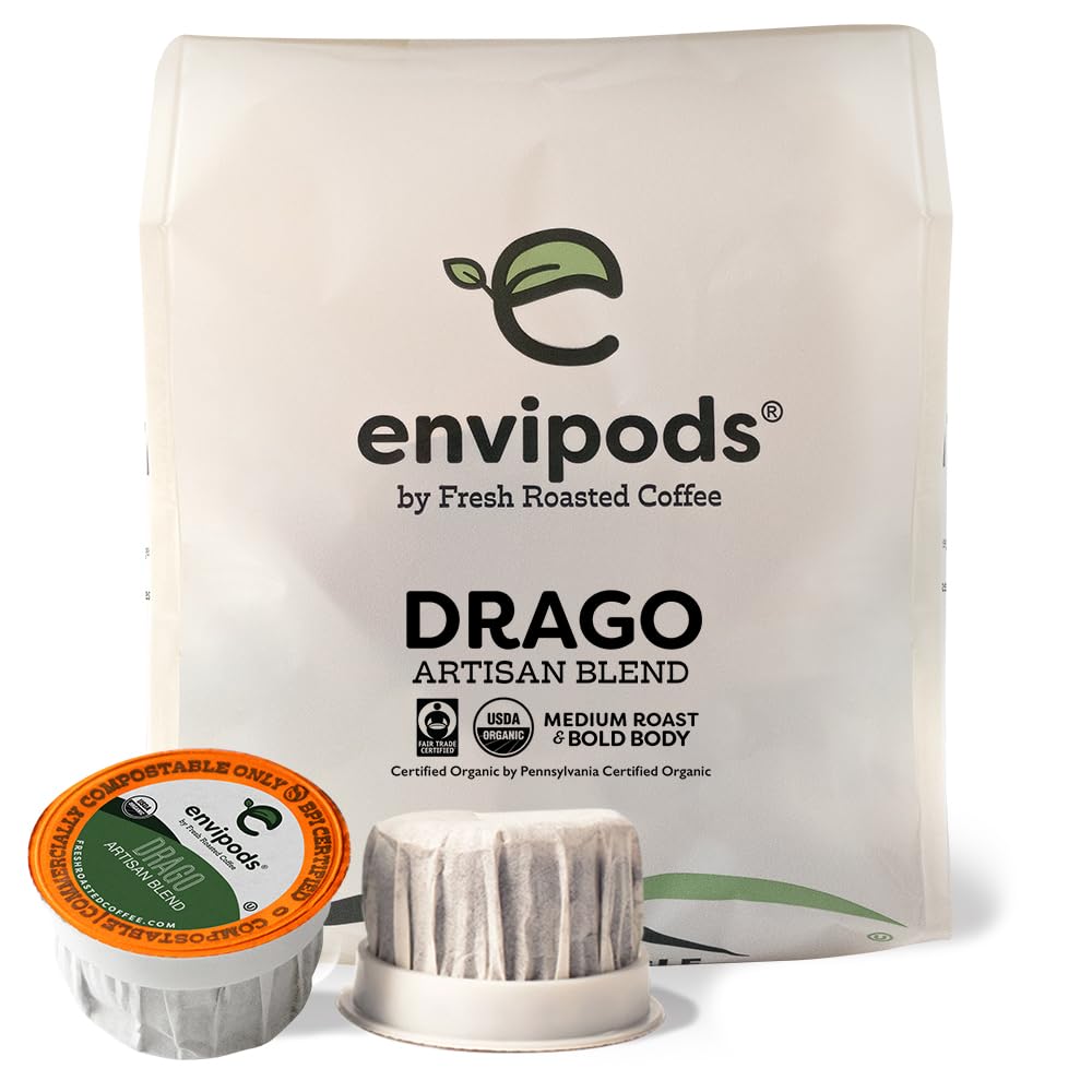 Fresh Roasted Coffee Fair Trade Organic Envipods, Medium Roast, 12 Count for Keurig K Cup Brewers