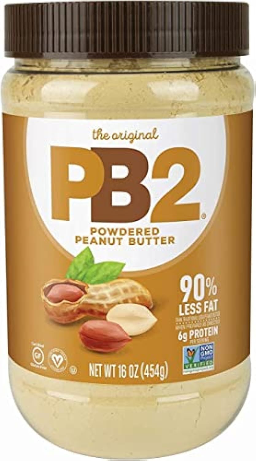 PB2 Original Powdered Peanut Butter - 16 oz Jar, 6g of Protein, 90% Less Fat, Certified Gluten Free, Only 60 Calories per Servin