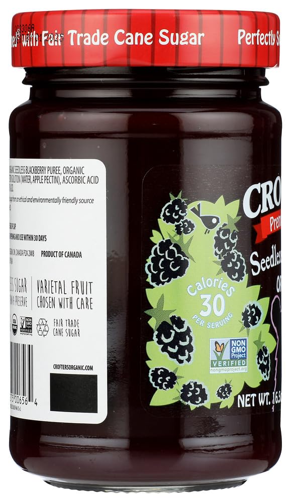 Crofters Organic Premium Spread, Seedless Blackberry, 16.5 oz Jar