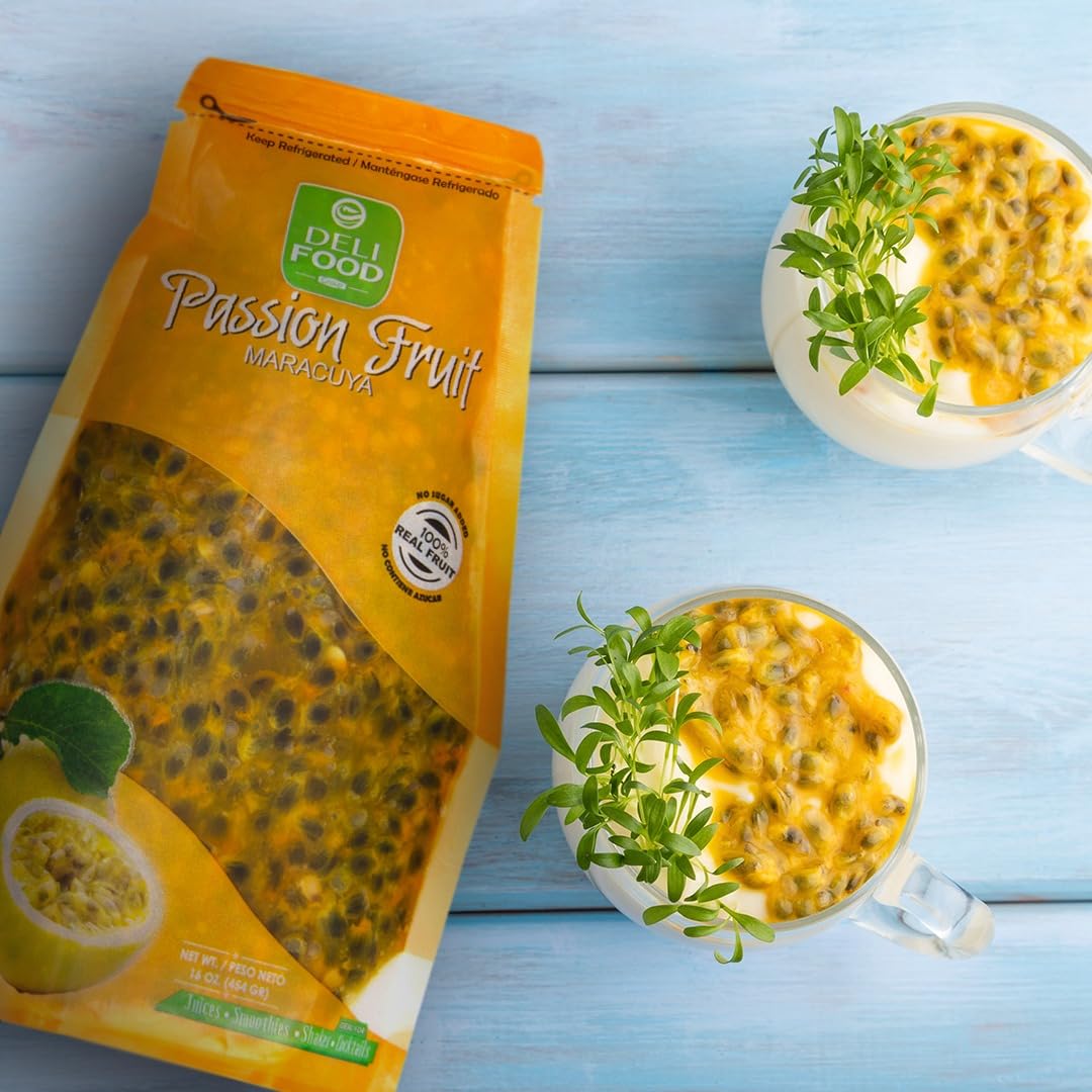 Passion Fruit Pulp, Maracuya 100% Fruit With Seeds, No Added Sugar, Authentic Flavor Tropical For Cocktails, Smoothies, Juices,
