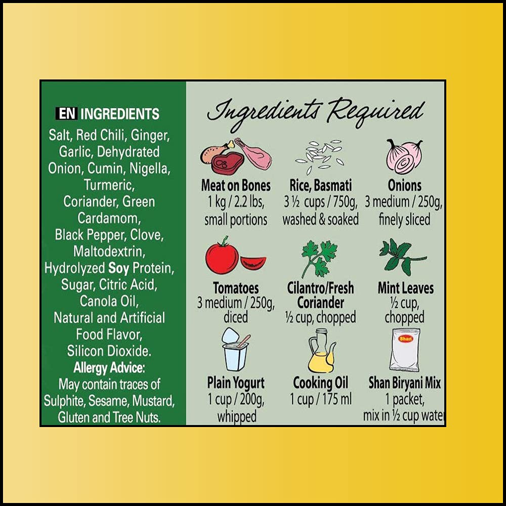 Shan Biryani Masala Seasoning Mix - Authentic Indian Spice Packets, 50g (Pack of 4) for Chicken, Meat & Vegetable Biryani