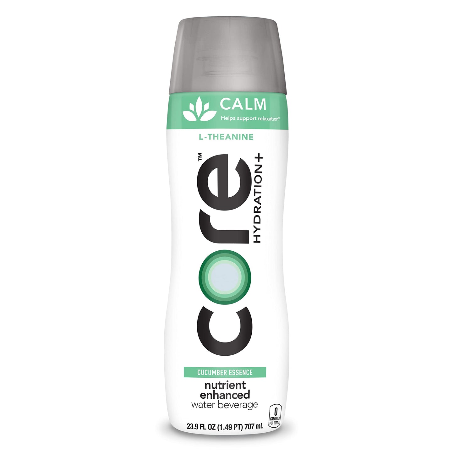Core Hydration+ Calm, Cucumber Essence Nutrient Enhanced Water With L-Theanine, 23.9 Fl Oz Bottle (Pack Of 12)
