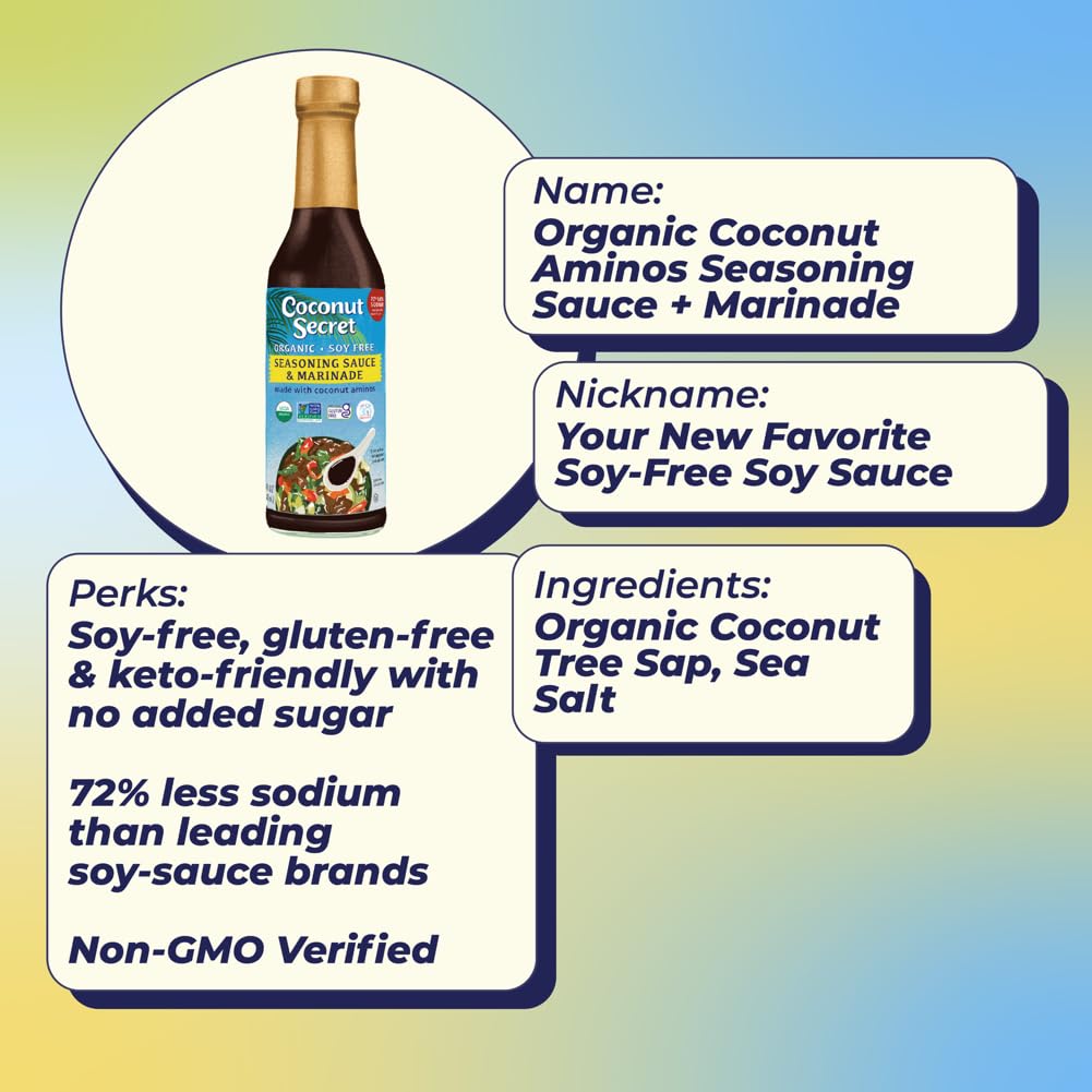 Coconut Secret Coconut Aminos - 8 Fl Oz - Low Sodium Soy Sauce Alternative, Low-Glycemic - Organic, Vegan, Non-Gmo, Gluten-Free,