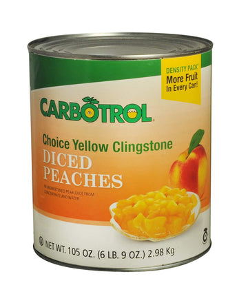 Carbotrol #10 Juice Packed Canned Fruit, Diced Peaches (6 - 105oz Cans per Case)