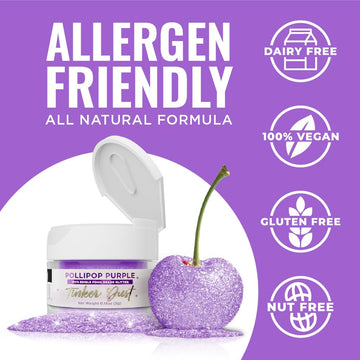 Bakell - Pollipop Purple Tinker Dust (5G, 1X Jar) Edible Glitter For Food, Desserts, And Beverages!