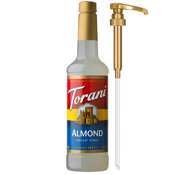 Torani Coffee Syrup, Almond Orgeat Flavored Syrup For Drinks, Pump Included, 25.4 Fl Oz