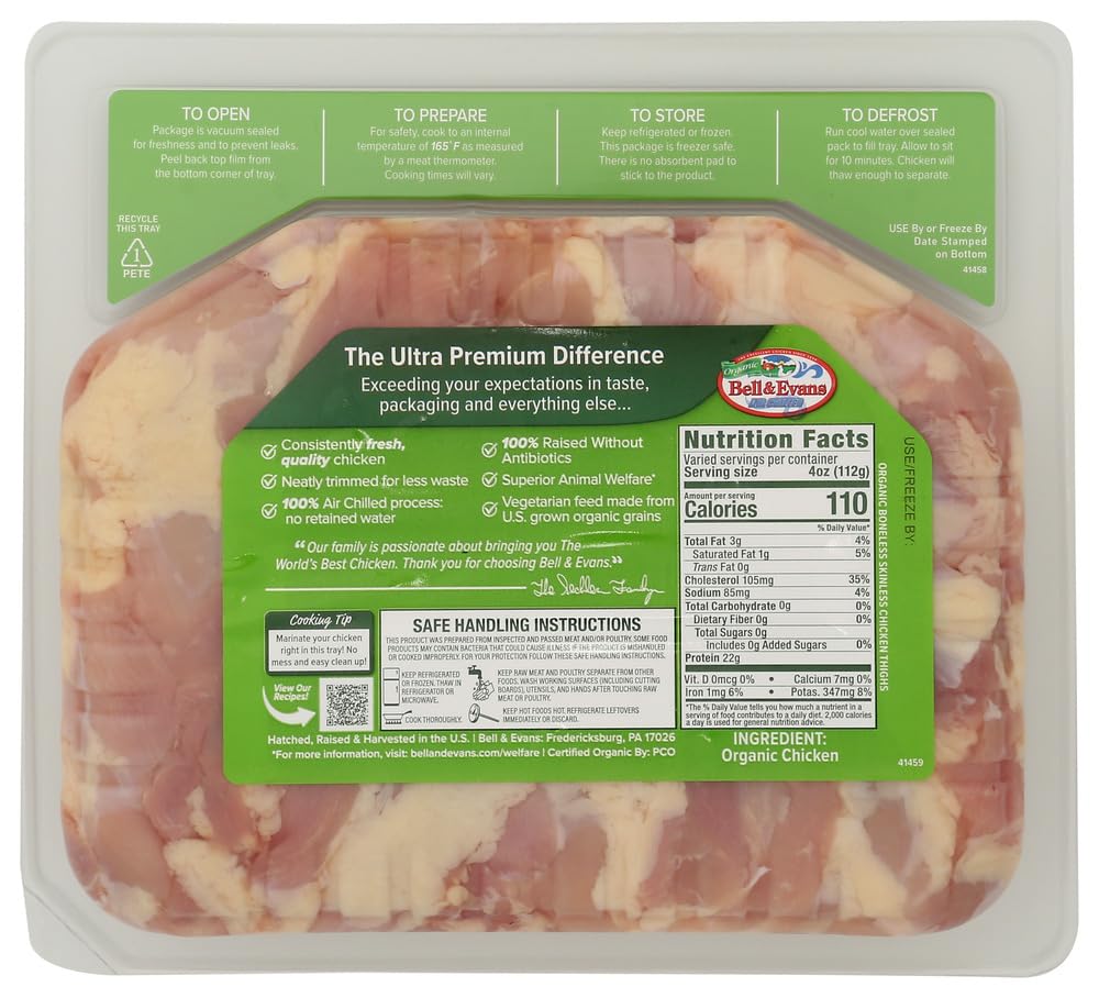 Whole Foods Market, Organic Chicken Thigh Boneless/Skinless Air Chilled Tray Pack Step 2, 16 Ounce