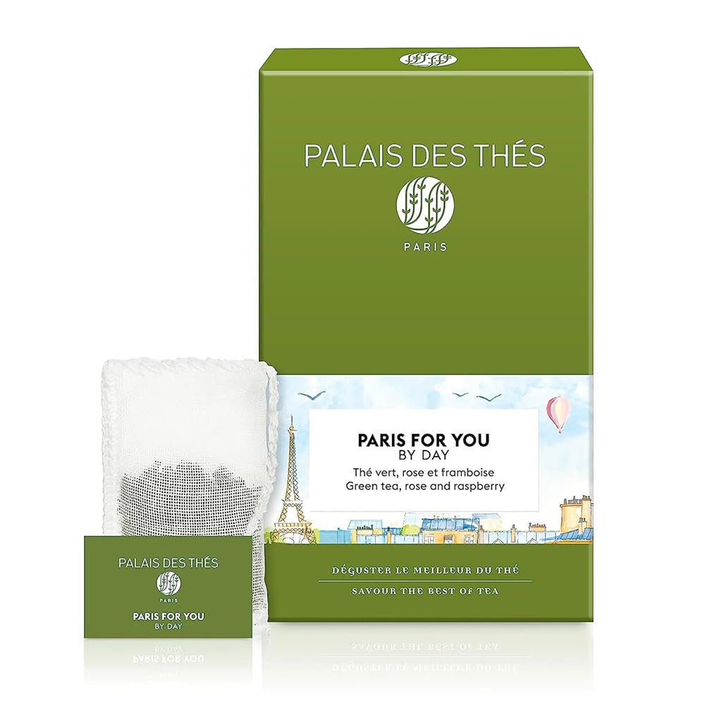 Palais Des Th  S - Paris For You By Day - Parisian Gourmet Green Tea- Notes Of Rose, Raspberry, And Lychee - 20 Count Biodegrada