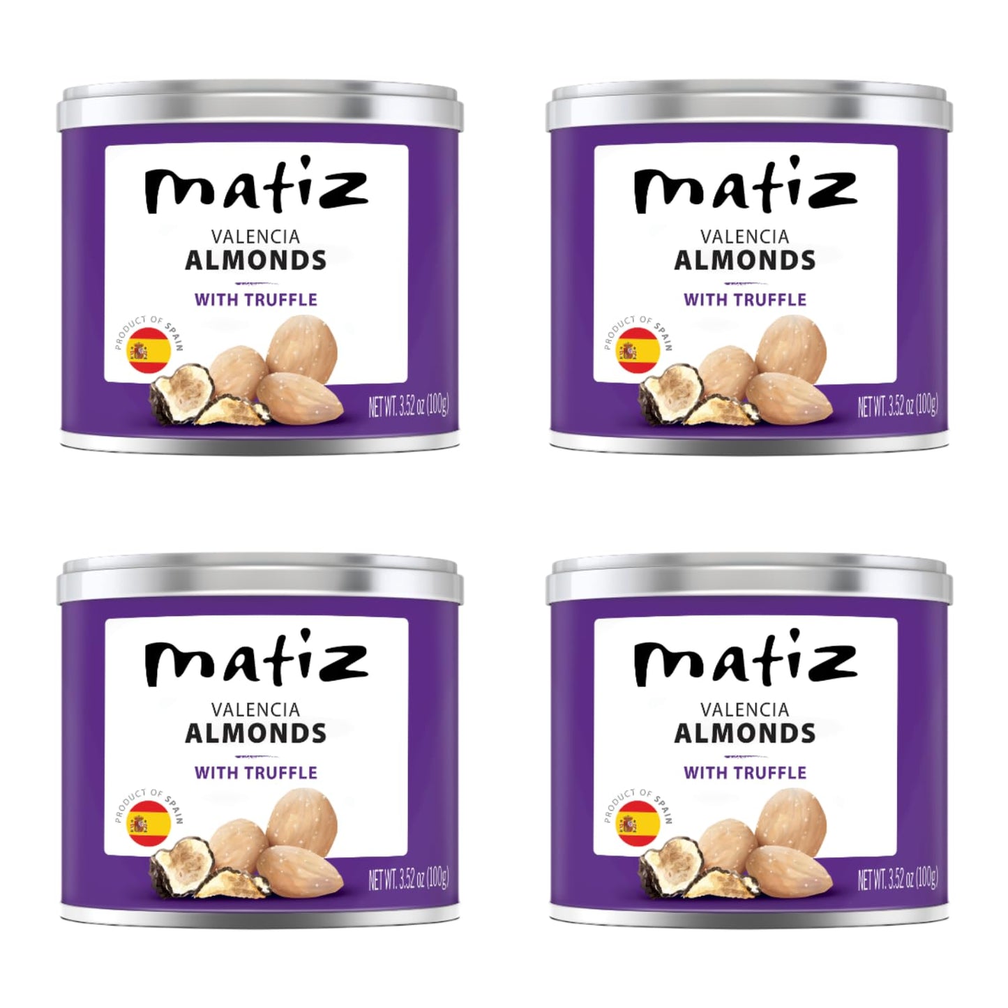 Matiz Valenica Almonds with Truffle | Spanish | Natural | Artisonal | 4 x 100g | (4 Pack - 400g, Valencia Truffle)