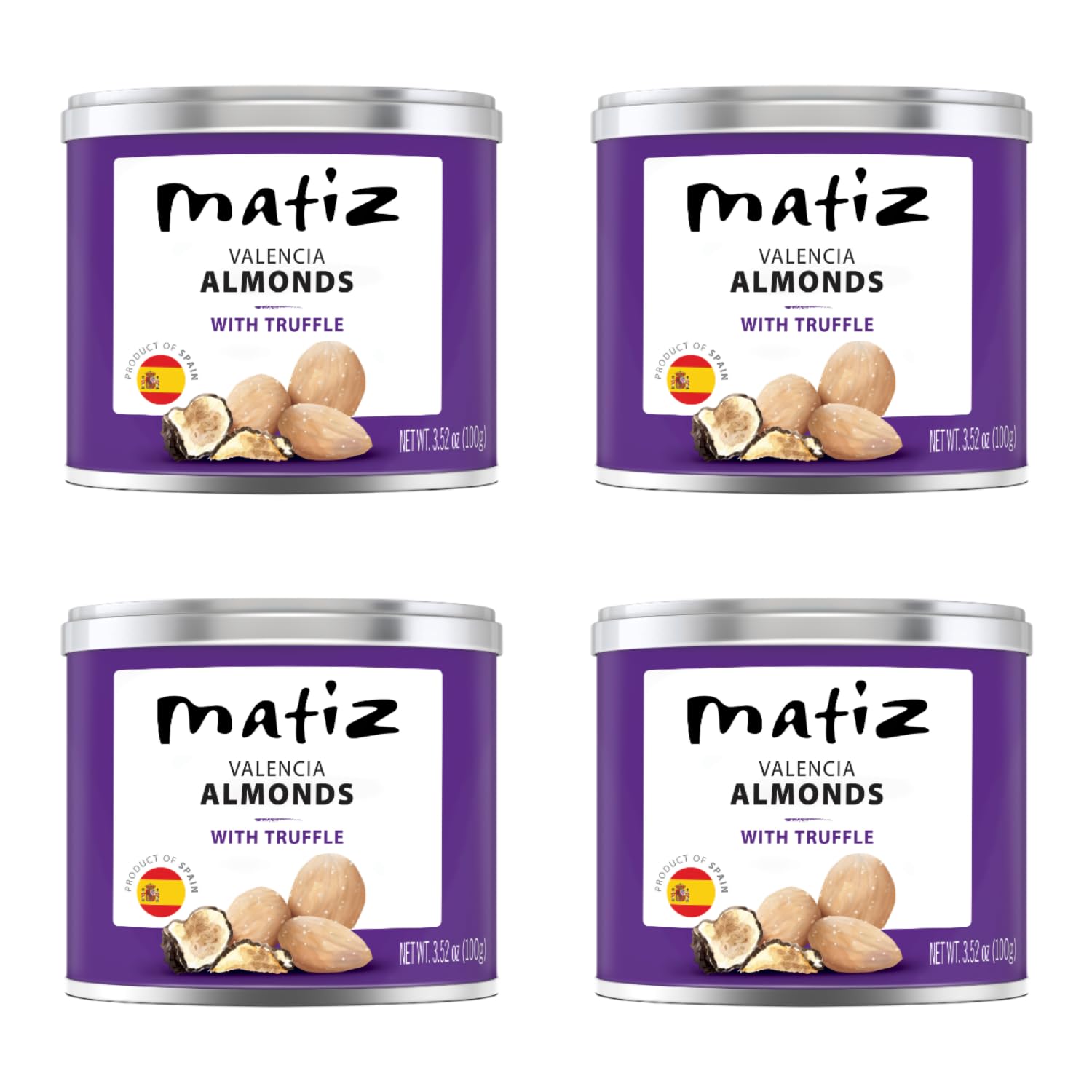 Matiz Valenica Almonds with Truffle | Spanish | Natural | Artisonal | 4 x 100g | (4 Pack - 400g, Valencia Truffle)